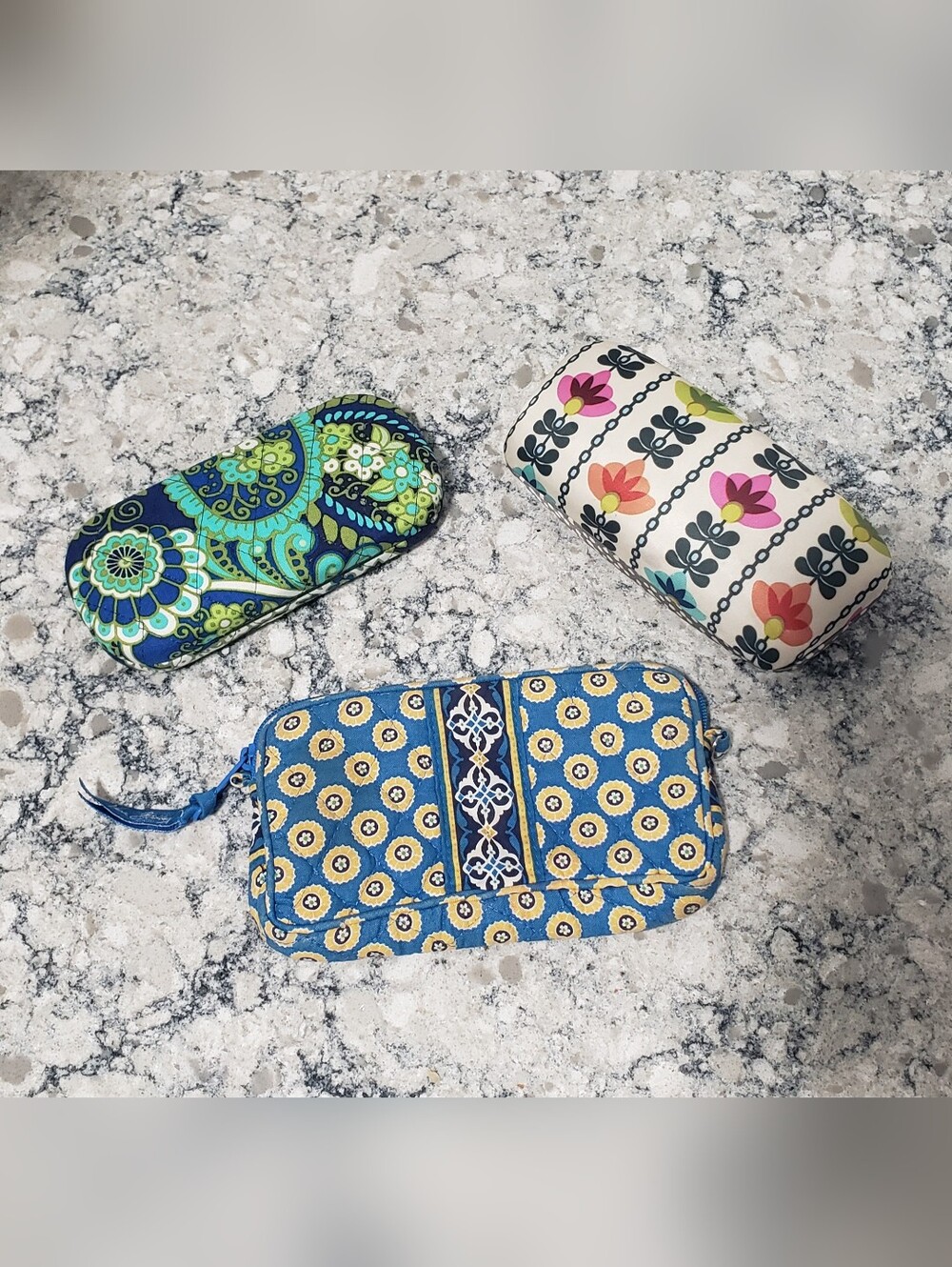 Orla Kiely & Vera Bradley hardshell eyeglass cases and Vera pouch bundle